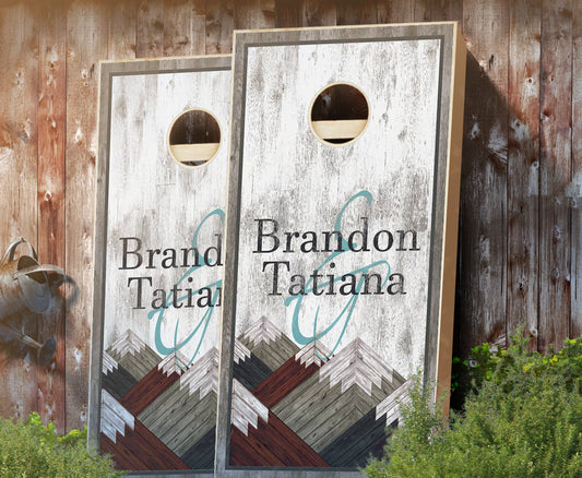 "Wood Slats" Personalized Wedding Cornhole Boards