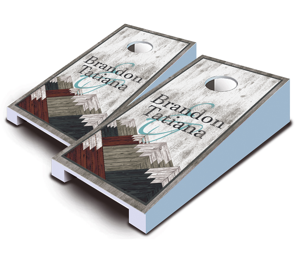 "Wood Slats" Personalized Wedding Tabletop Cornhole Boards