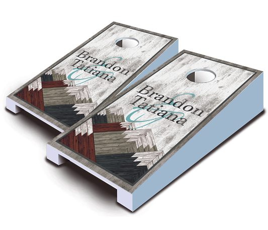 "Wood Slats" Personalized Wedding Tabletop Cornhole Boards