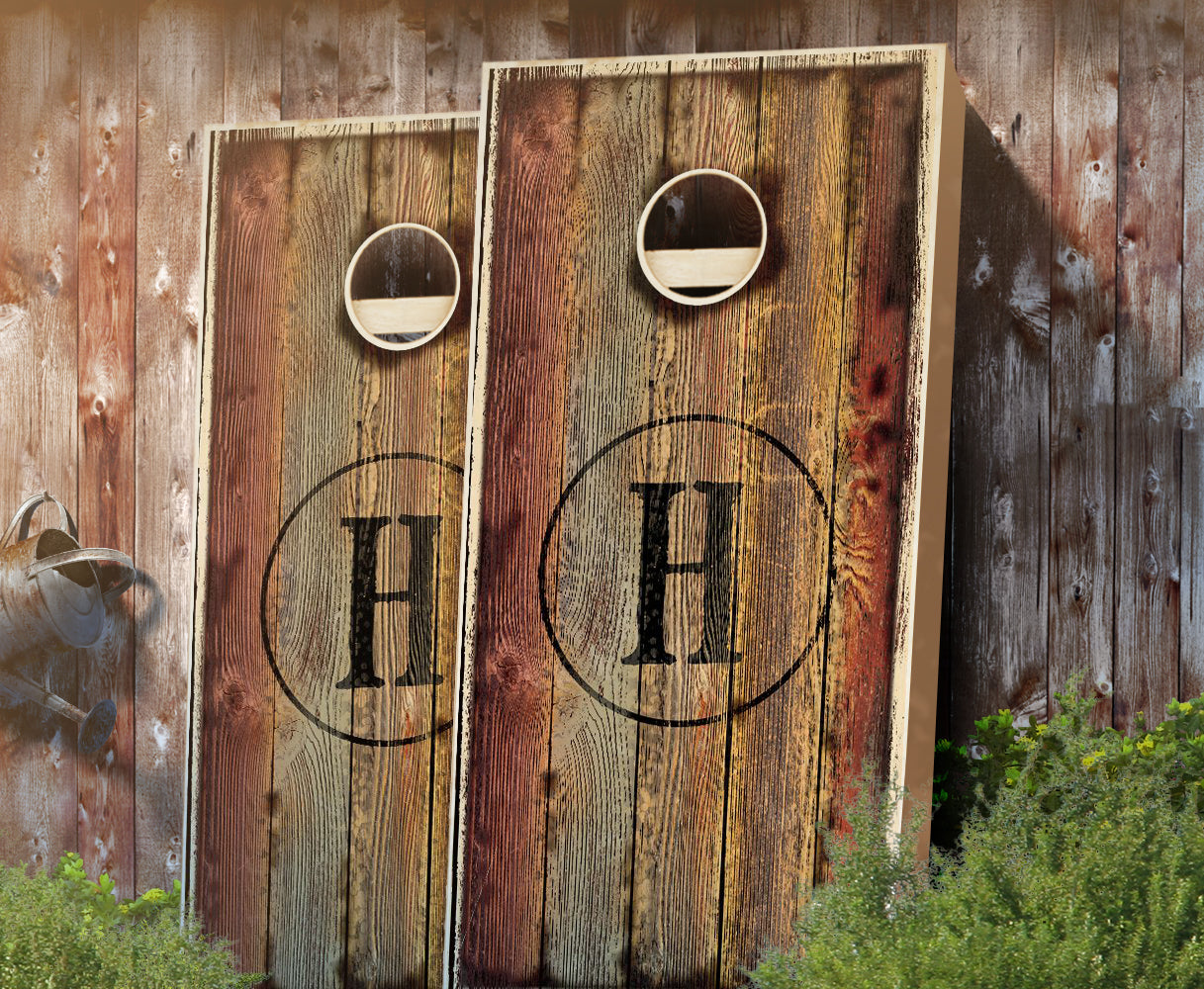 "Burned Monogram" Cornhole Boards