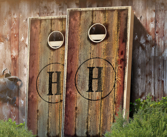 "Burned Monogram" Cornhole Boards