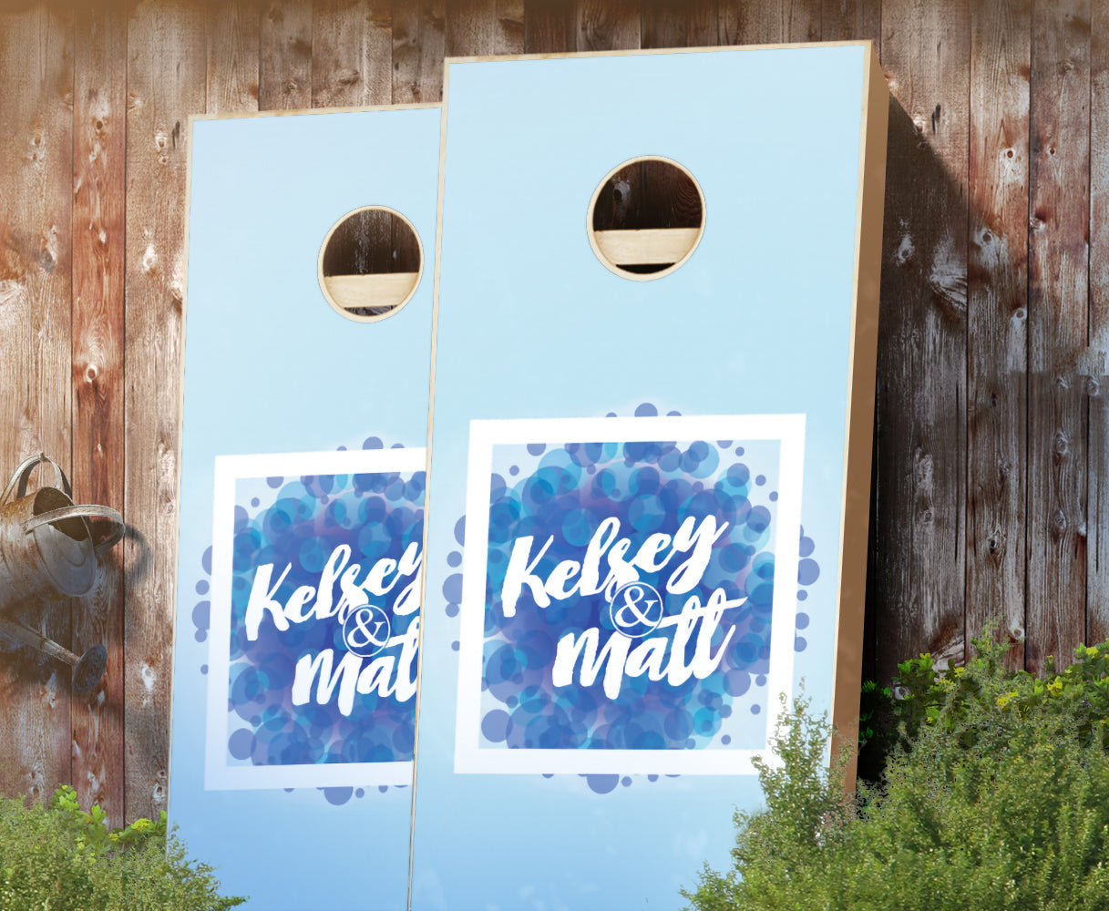 "Blue Vogue" Personalized Wedding Cornhole Boards