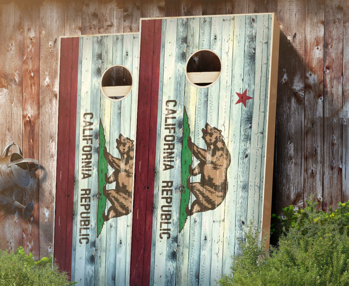 "California Distressed Flag" Cornhole Boards