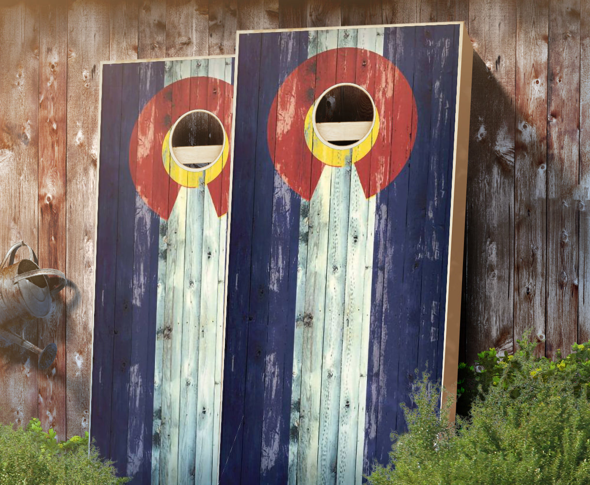 "Colorado Flag Distressed" Cornhole Boards