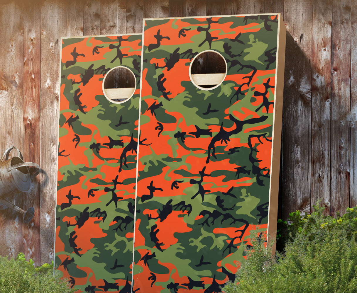 "Orange Camo" Cornhole Boards