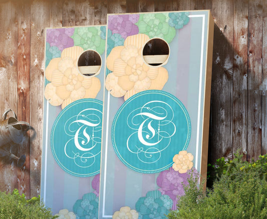 "Paper Flowers" Cornhole Boards