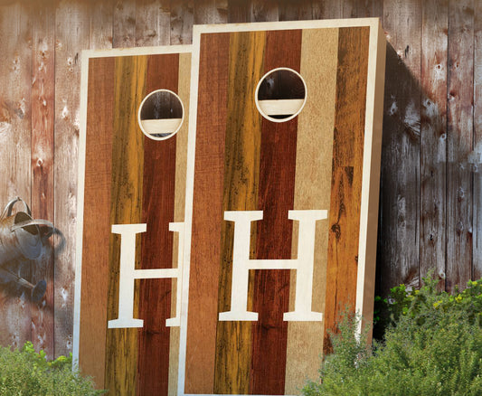 "Multicolored Monogram Light" Stained Cornhole Boards