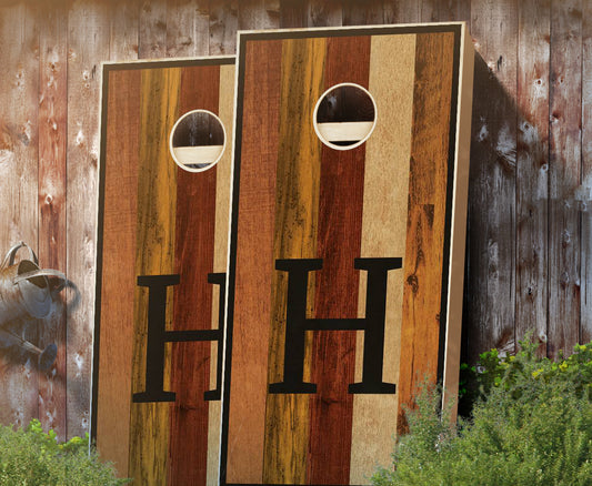 "Multicolored Monogram Dark" Stained Cornhole Boards