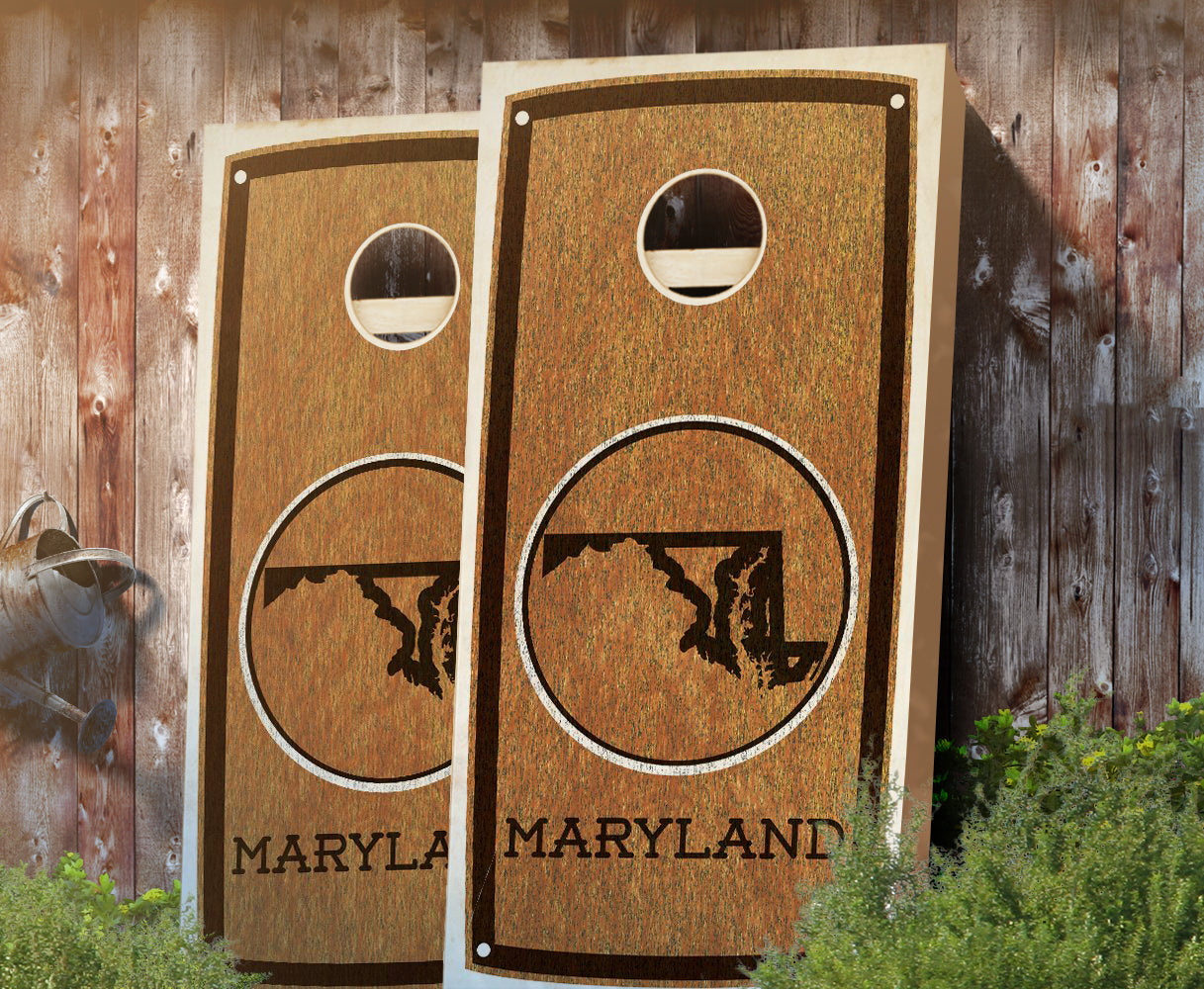 "Maryland" State Stained Cornhole Board