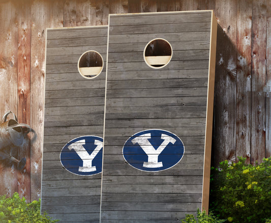 "BYU Distressed" Cornhole Boards