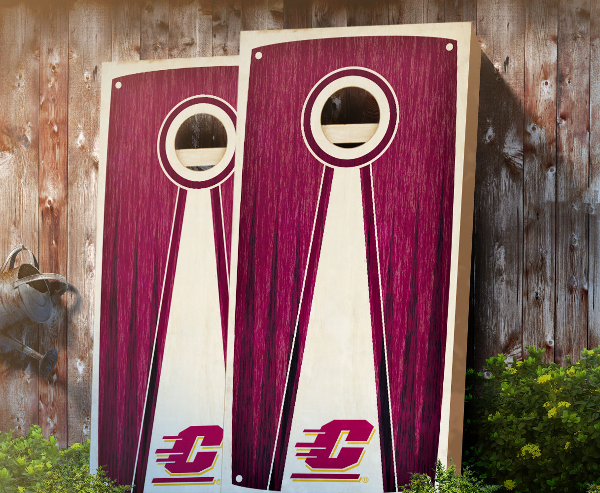 "Central Michigan Stained Pyramid" Cornhole Boards