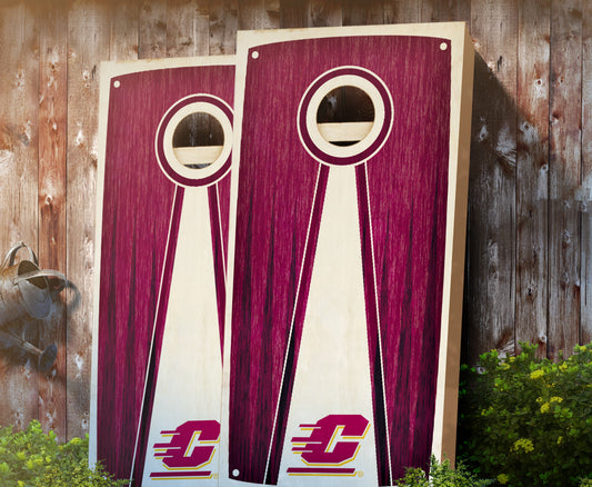 "Central Michigan Stained Pyramid" Cornhole Boards