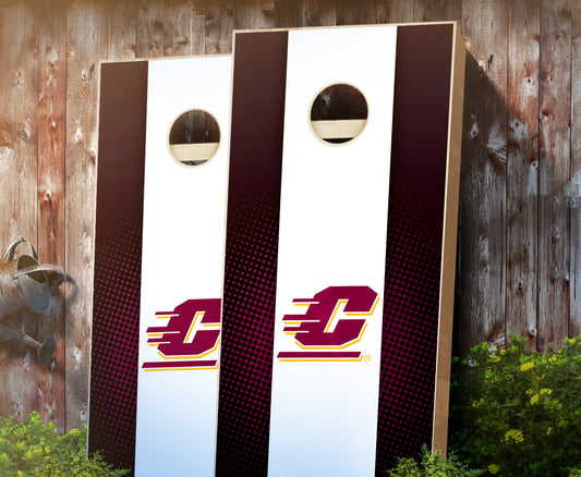 "Central Michigan Striped" Cornhole Boards