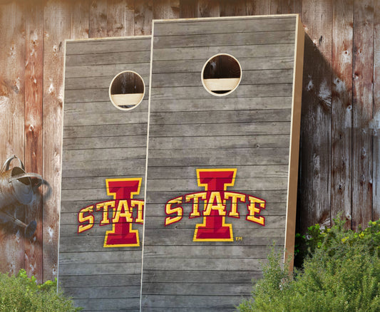 "Iowa State Distressed" Cornhole Boards