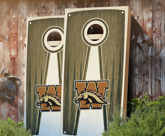 "Western Michigan Stained Pyramid" Cornhole Boards