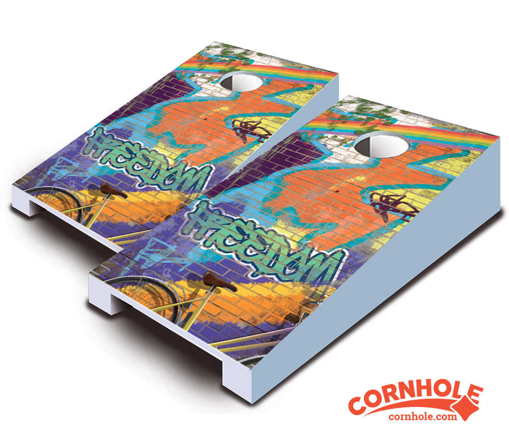 "Graffiti Freedom" Tabletop Cornhole Boards