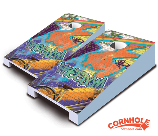 "Graffiti Freedom" Tabletop Cornhole Boards