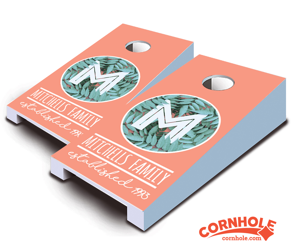 "Monogram Family Leaf" Tabletop Cornhole Boards