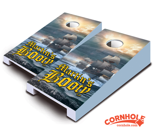 "Personalized Pirate Ship" Tabletop Cornhole Boards