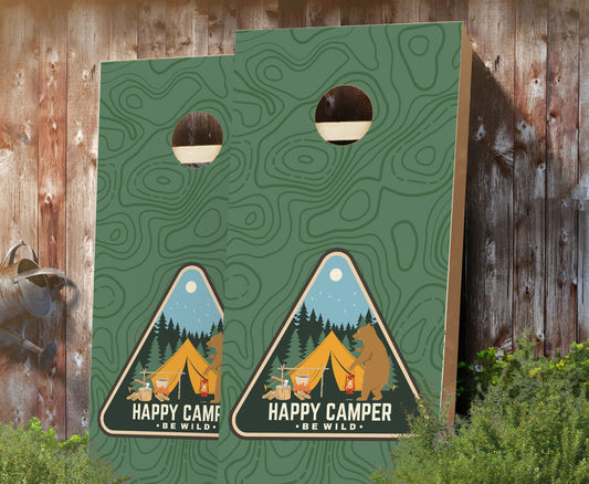 "Happy Camper Bear" Cornhole Boards