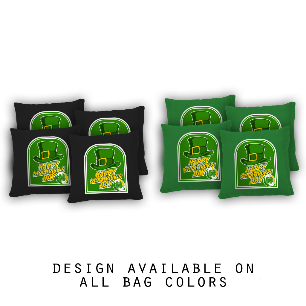 "Happy St. Patrick's Day Hat" Cornhole Bags - Set of 8
