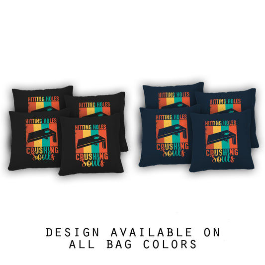 "Hitting Holes and Crushing Souls 2" Cornhole Bags - Set of 8