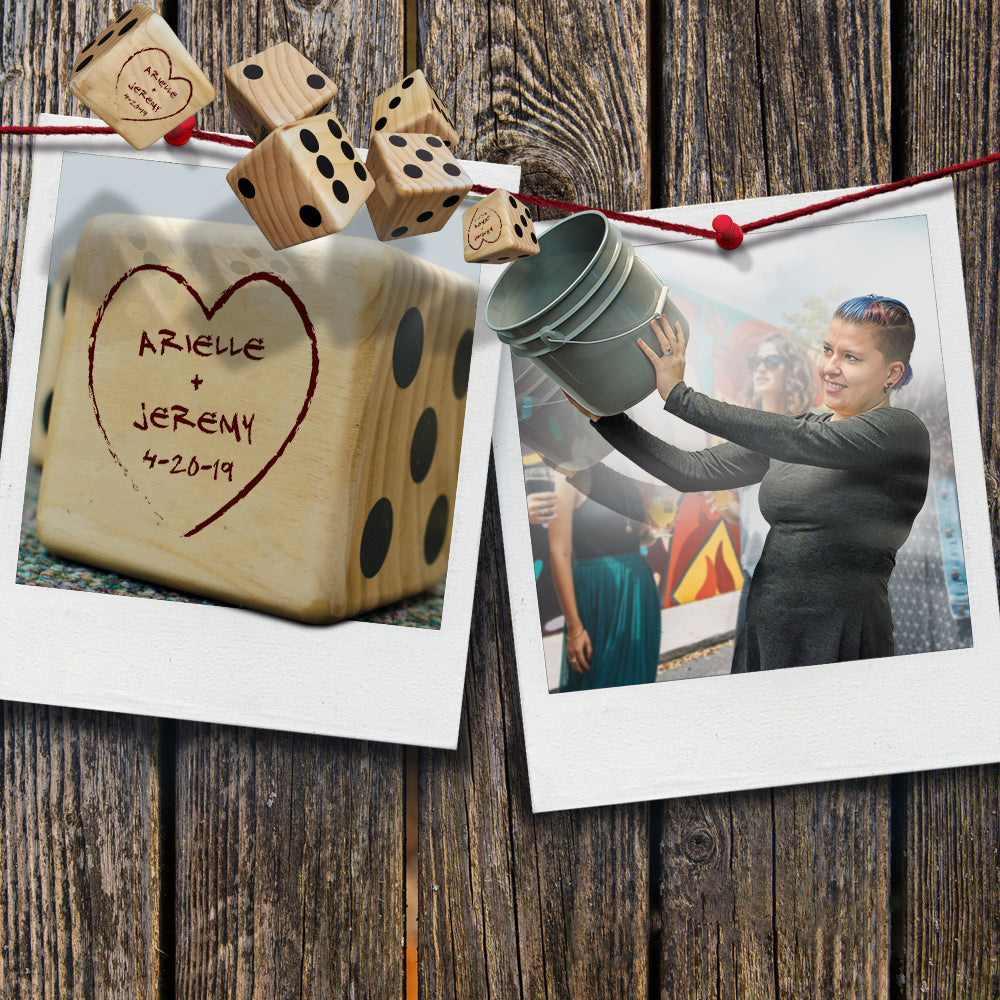 Tree Carved Heart Wedding Lawn Dice Game