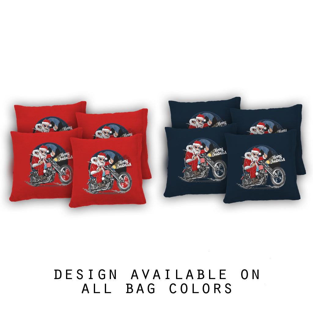 "Motorcycle Santa" Cornhole Bags - Set of 8