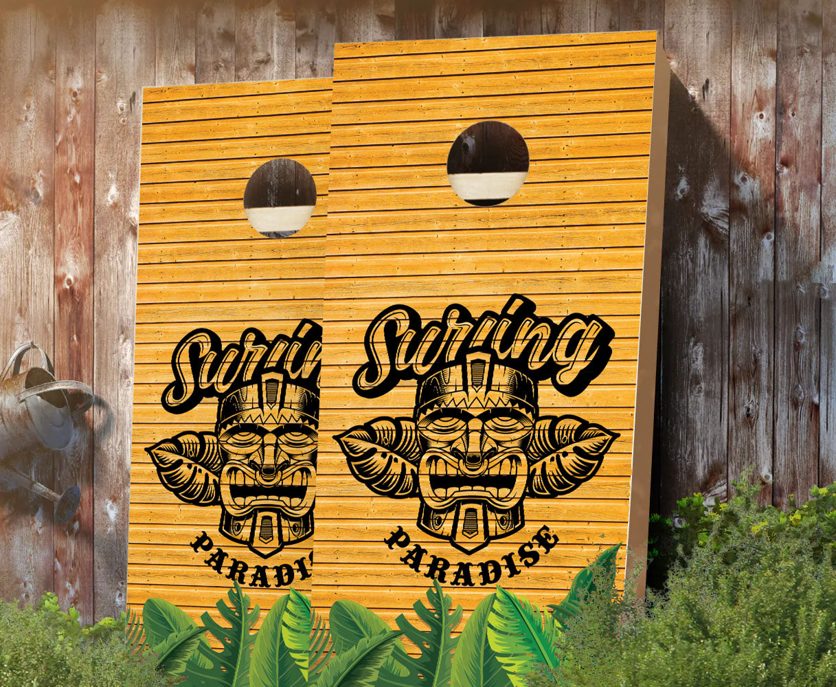 "Tiki Surfing Paradise" Cornhole Boards
