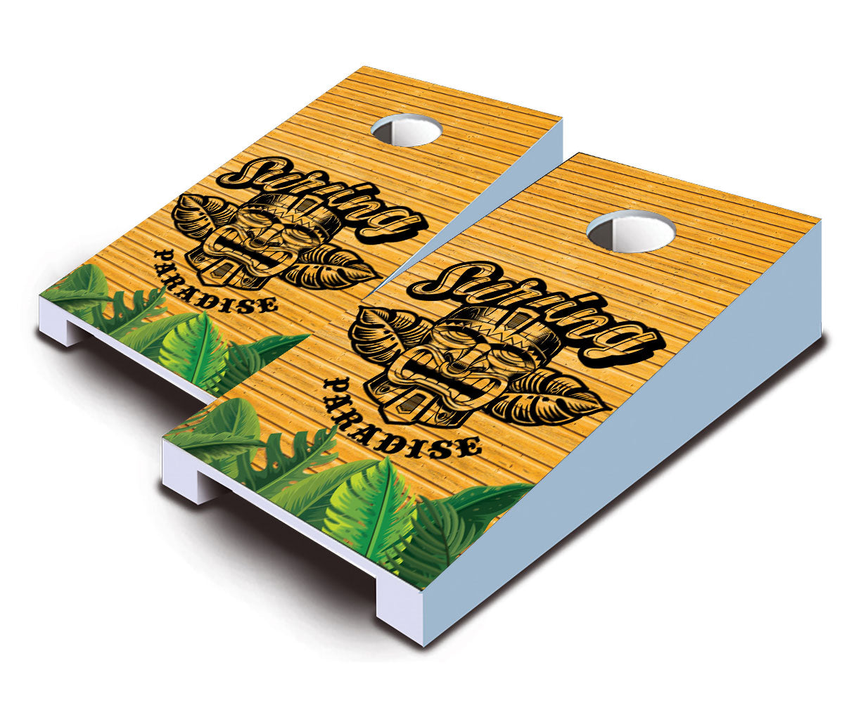 "Tiki Surfing Paradise" Tabletop Cornhole Boards