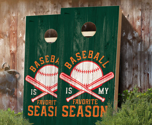 "Baseball Is My Favorite Season" Cornhole Boards