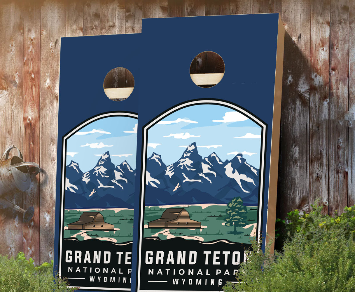 "Grand Teton National Park Badge Range" Cornhole Boards