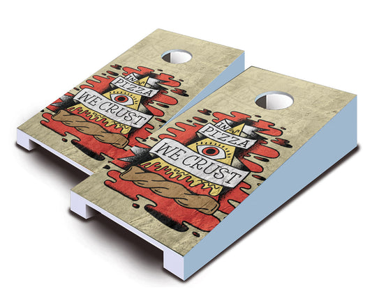 "In Pizza We Crust" Tabletop Cornhole Boards
