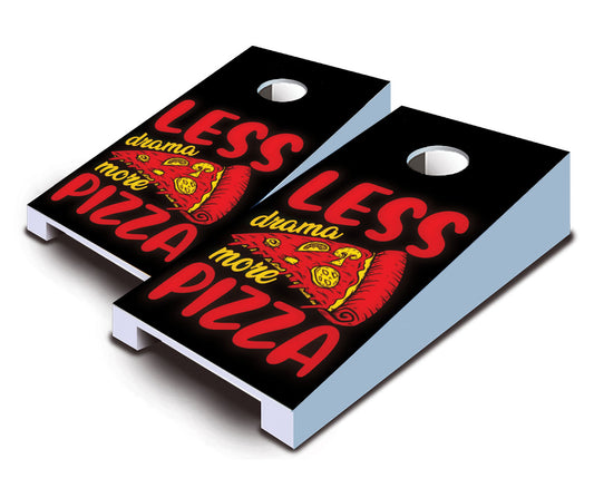 "Less Drama, More Pizza" Tabletop Cornhole Boards
