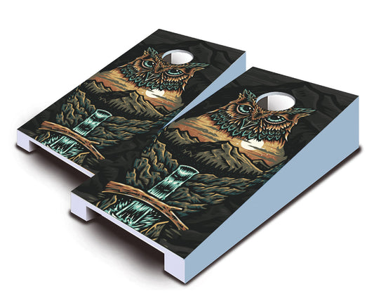 "Owl Mountain Illustration" Tabletop Cornhole Boards