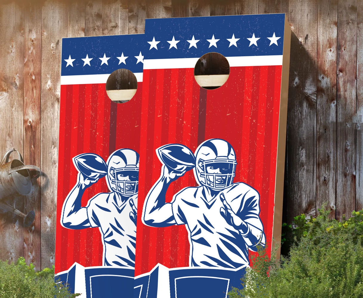 "Red, White and Blue American Football" Cornhole Boards