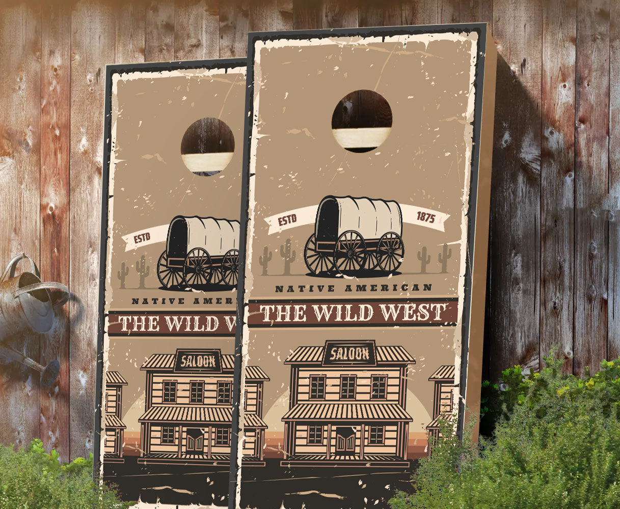 "Wild West Saloon and Wagon" Cornhole Boards