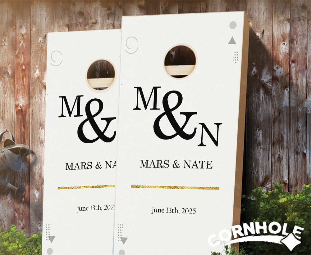 "Ampersand Bride & Groom" Cornhole Boards