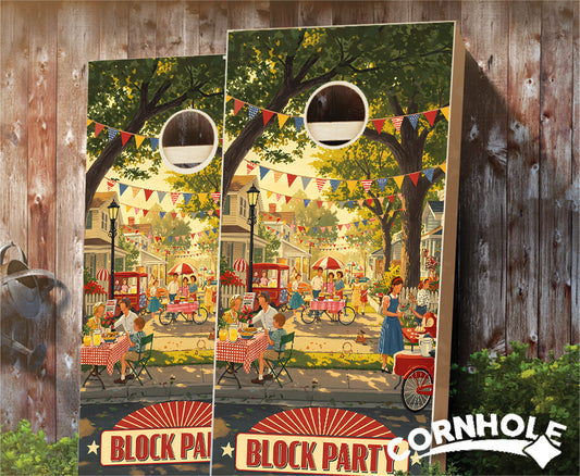 "Block Party - Quaint Neighborhood" Cornhole Boards
