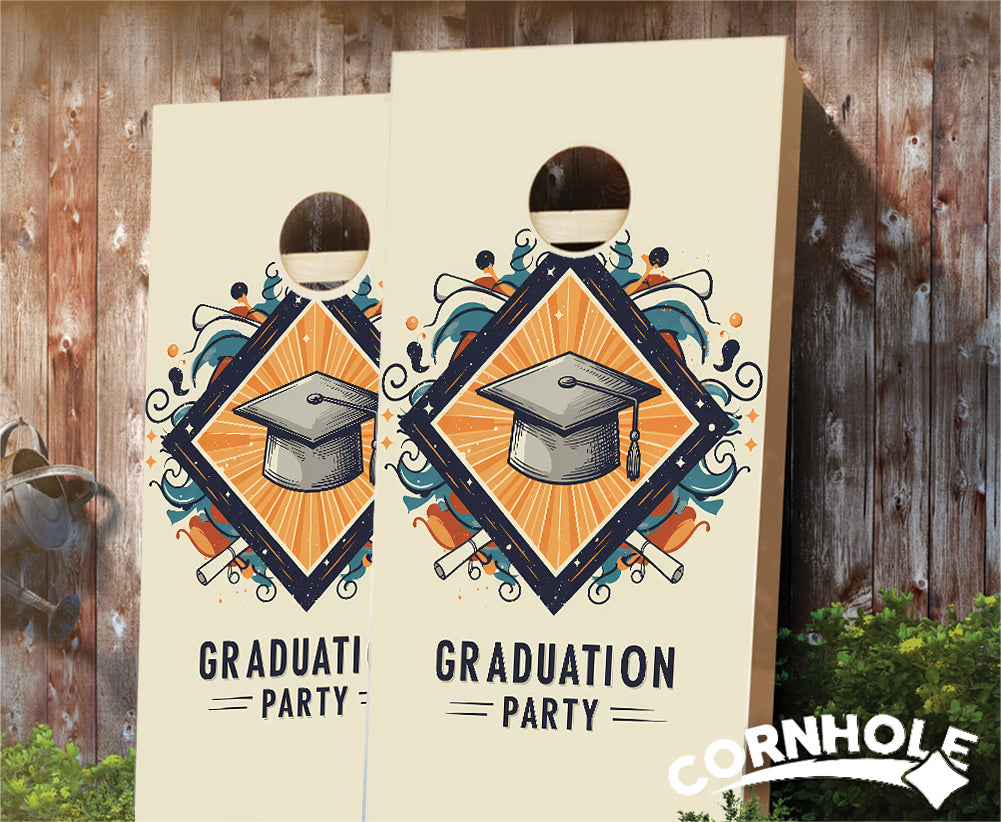 "Graduation Party - Fun Multicolor Warm" Cornhole Boards