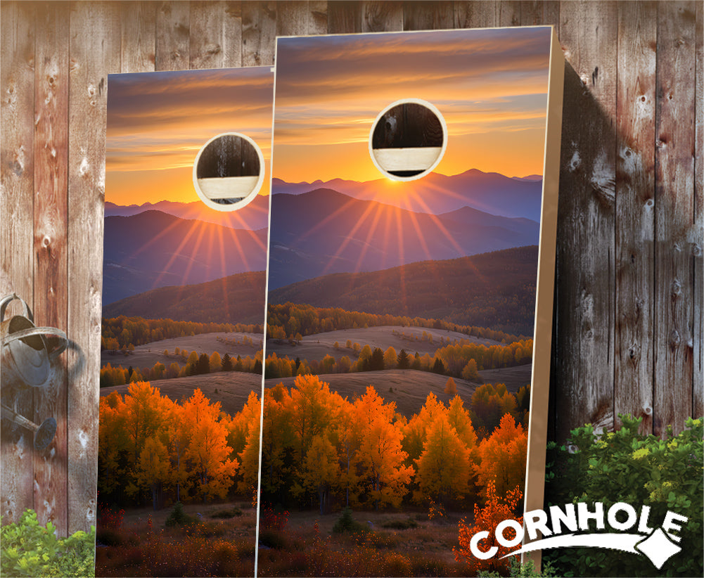 "Smoky Mountain Sunrise" Cornhole Boards