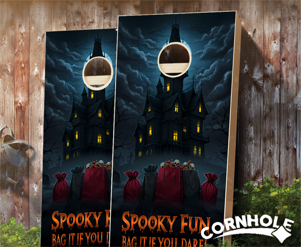 "Spooky Fun - Bag it if You Dare" Cornhole Boards