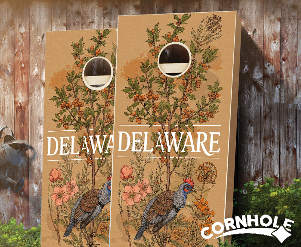 "Delaware - State Illustration Motif " Cornhole Boards