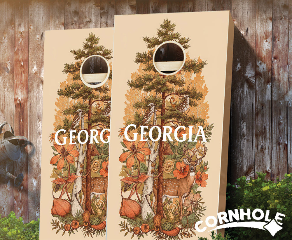 "Georgia - State Illustration Motif " Cornhole Boards