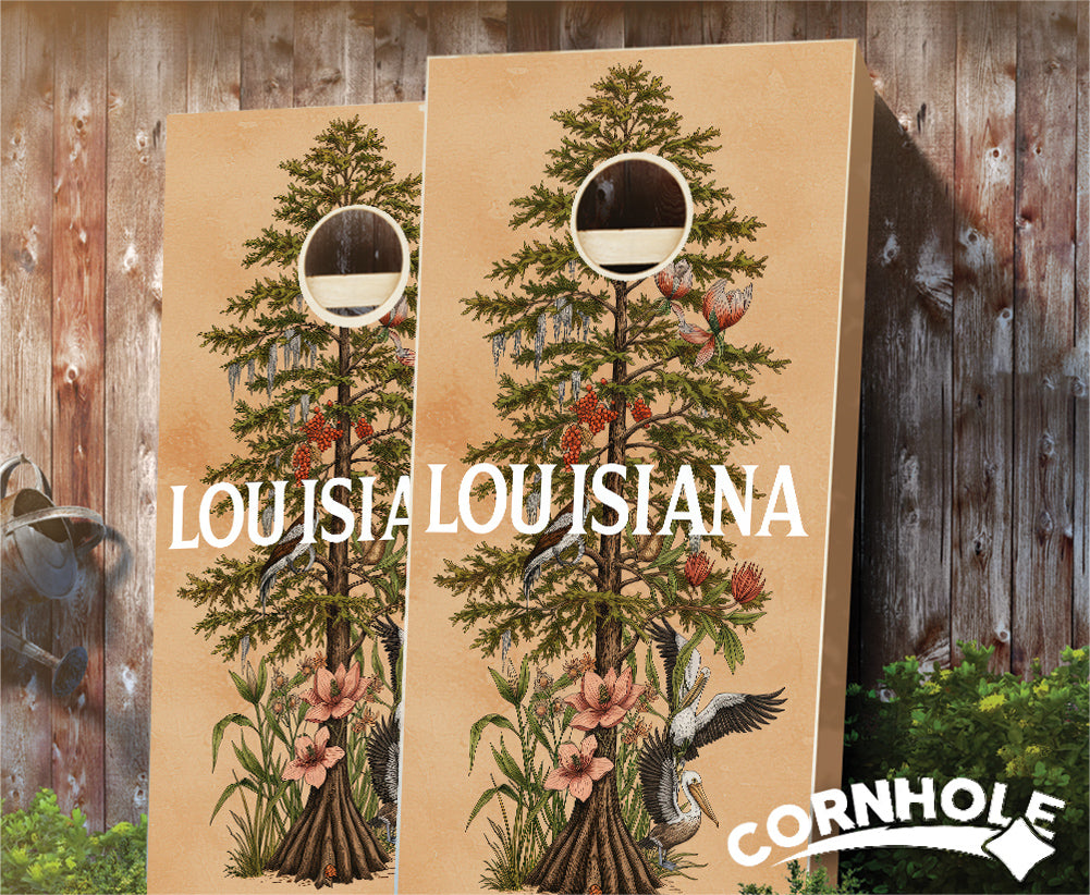 "Louisiana - State Illustration Motif " Cornhole Boards