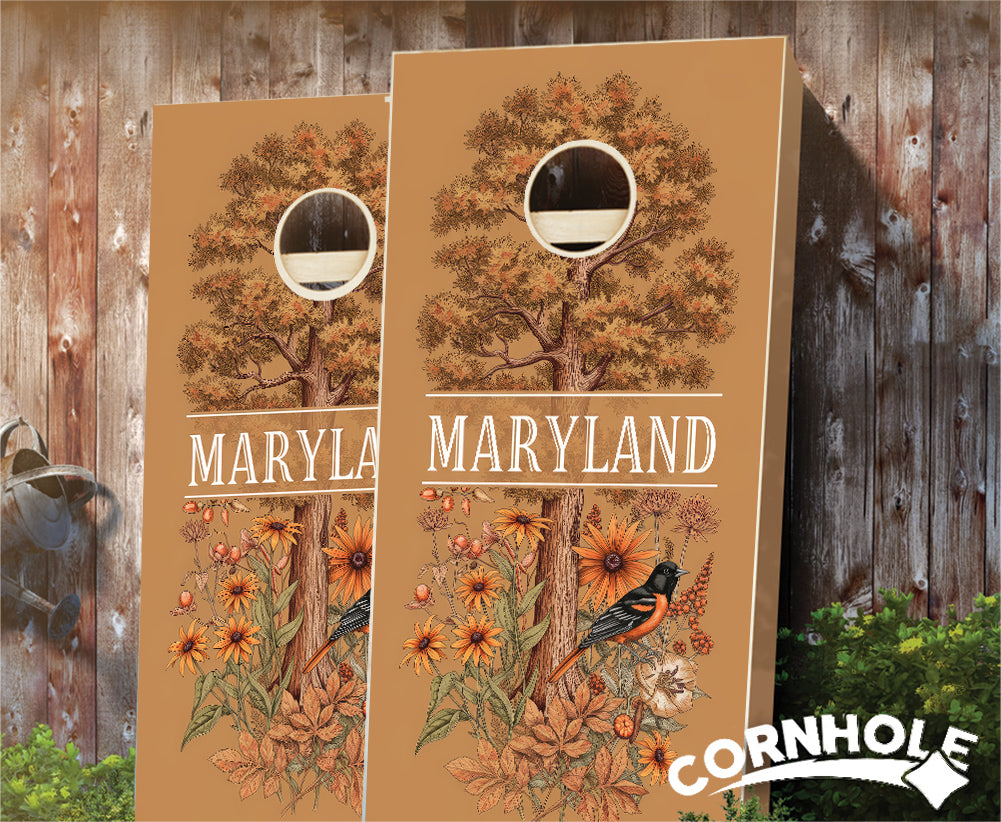 "Maryland - State Illustration Motif " Cornhole Boards