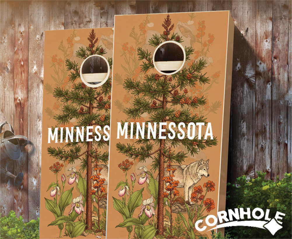 "Minnesota - State Illustration Motif " Cornhole Boards