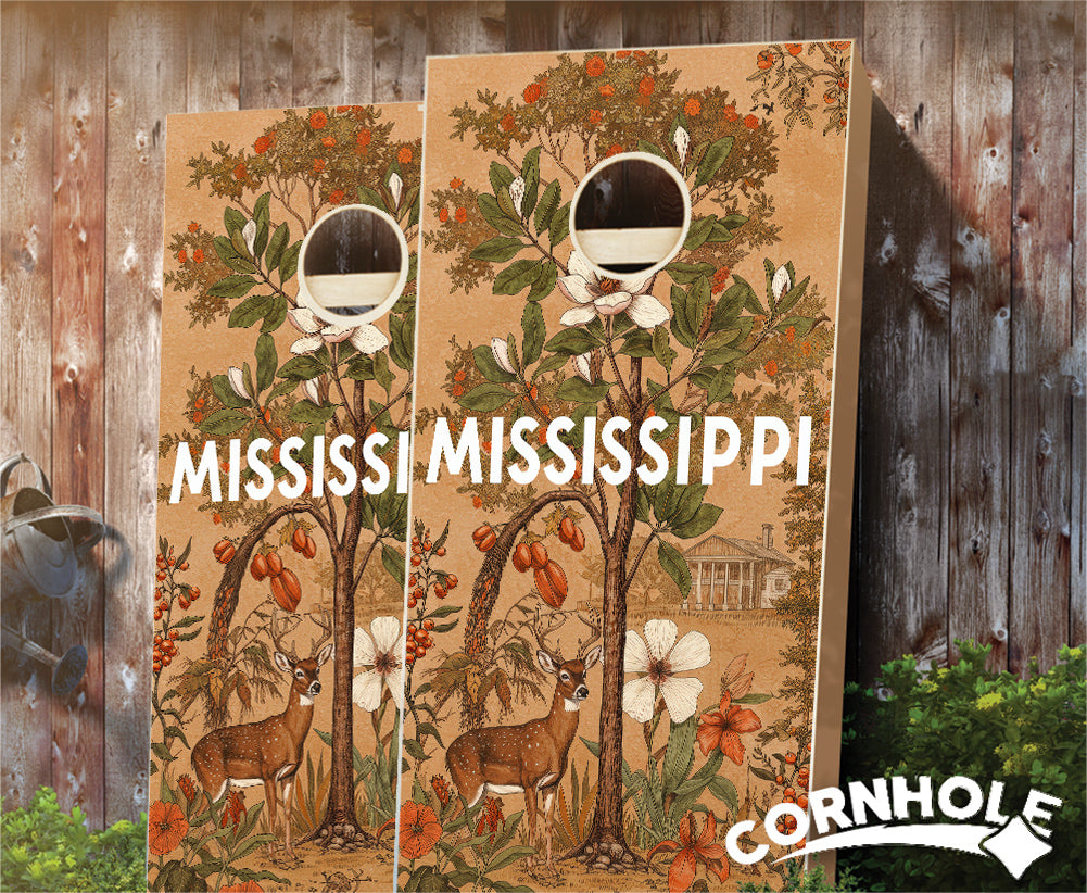 "Mississippi - State Illustration Motif " Cornhole Boards