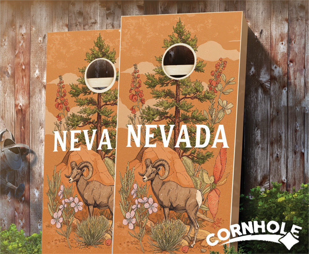 "Nevada - State Illustration Motif " Cornhole Boards