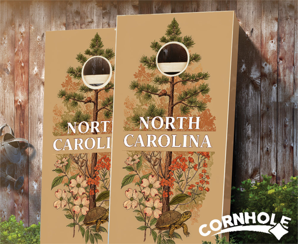 "North Carolina - State Illustration Motif " Cornhole Boards